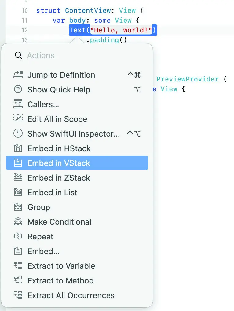 remove from vstack remove from vstack